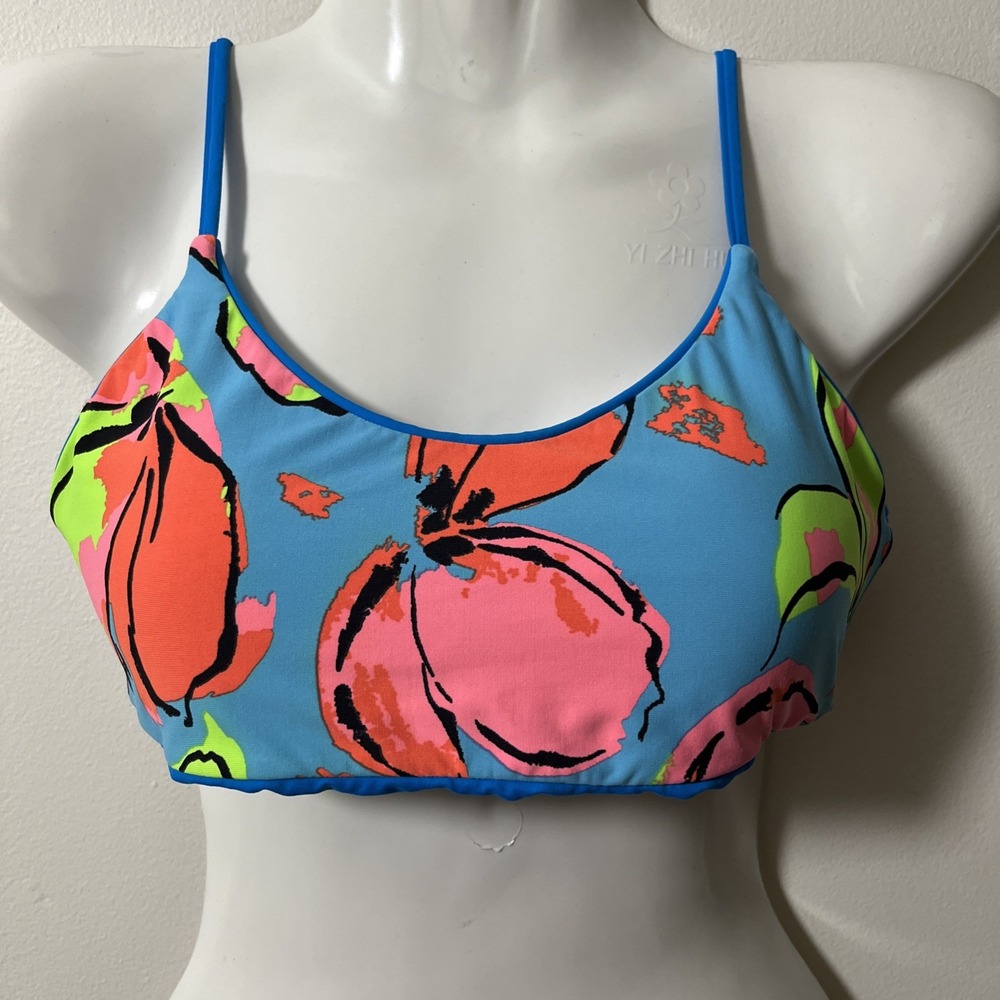 Maaji Swimwear Reversible Bikini Top Women M Bold Colors And Mermaid Blue Beach